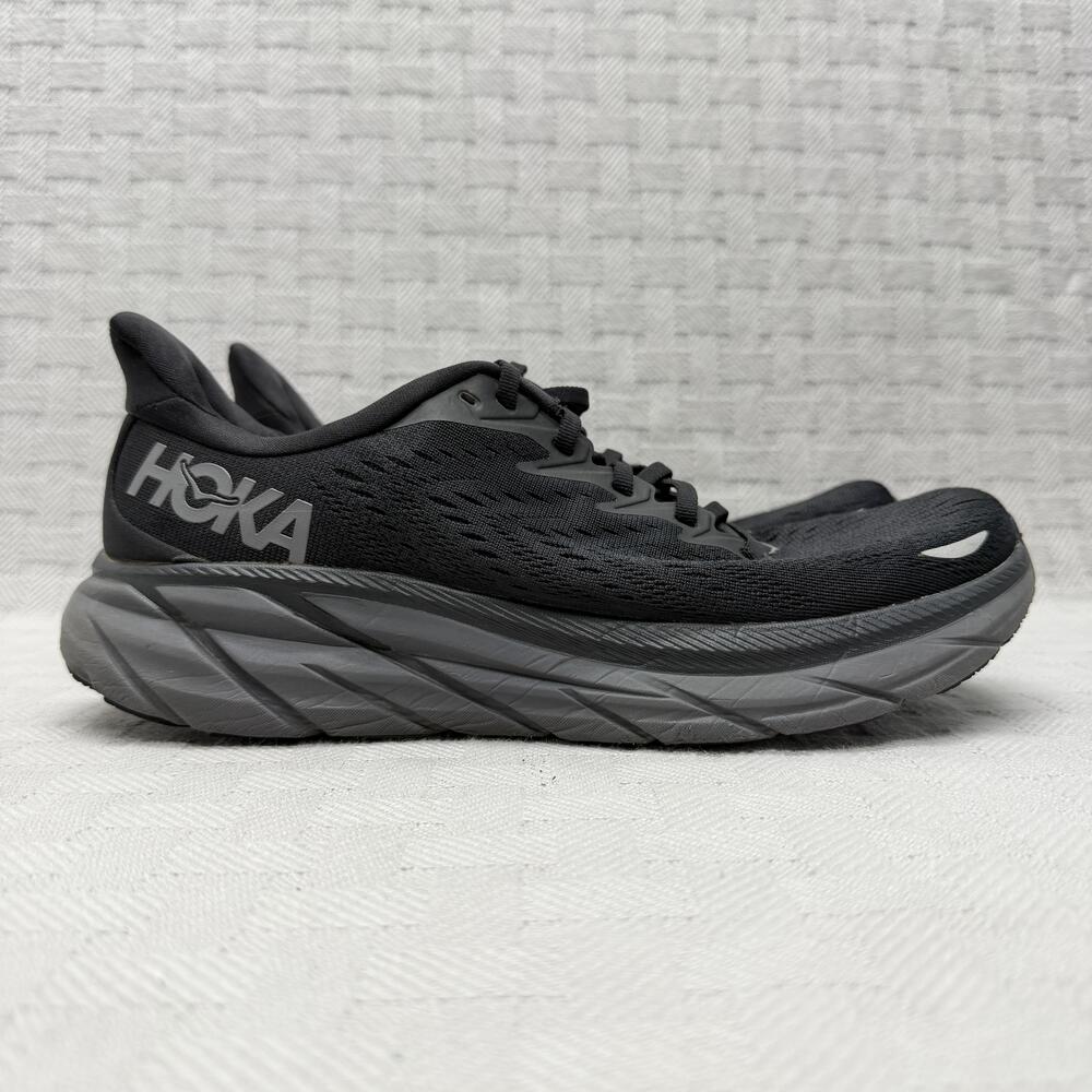 HOKA Clifton 8 Mens Size 9.5 Black Running Shoe Sneaker Athletic Running 1119393